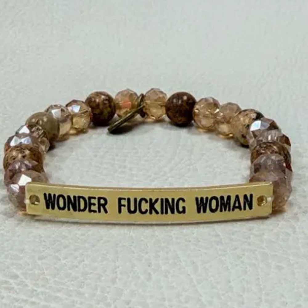 Wonder Woman Semiprecious Stones Beaded Bracelet Gold